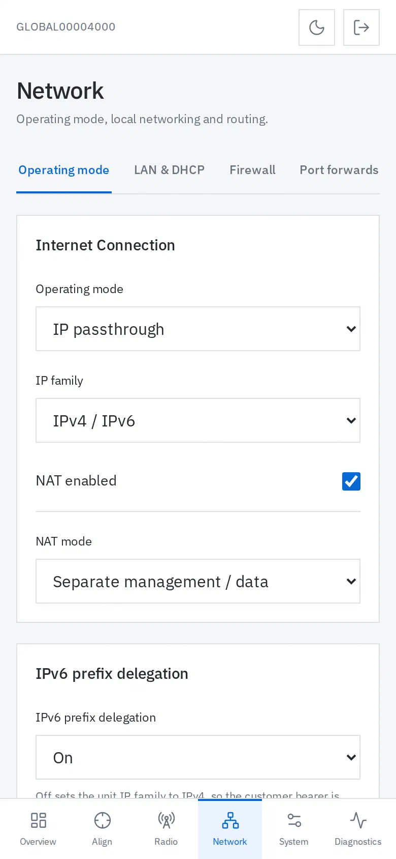IPv6 settings on a phone
